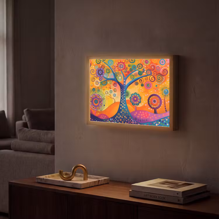 Lightbox - Wandlamp - Boom - Levensboom - Abstract - Kleurrijk — 2