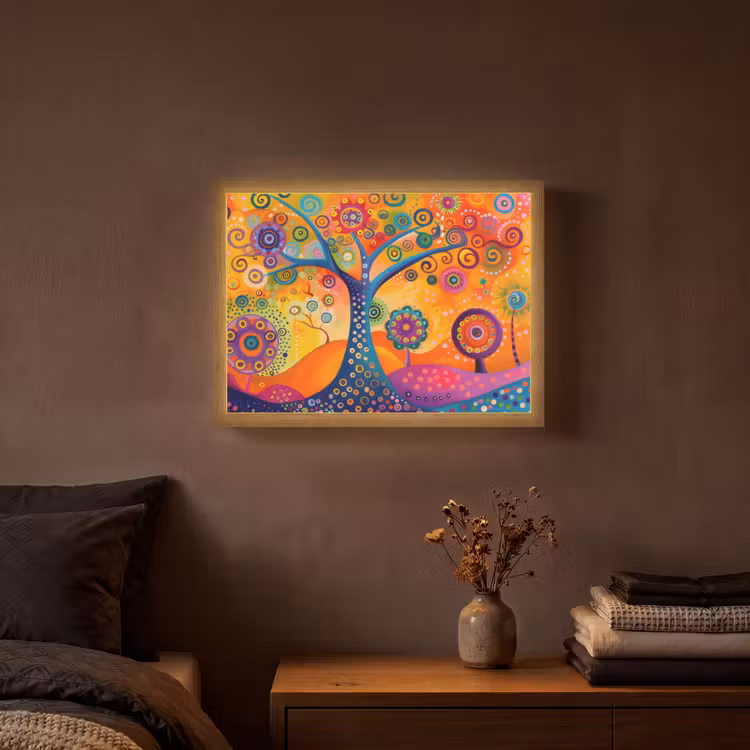 Lightbox - Wandlamp - Boom - Levensboom - Abstract - Kleurrijk — 3
