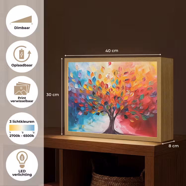Lightbox - Wandlamp - Boom - Levensboom - Kleurrijk - Abstract — 10
