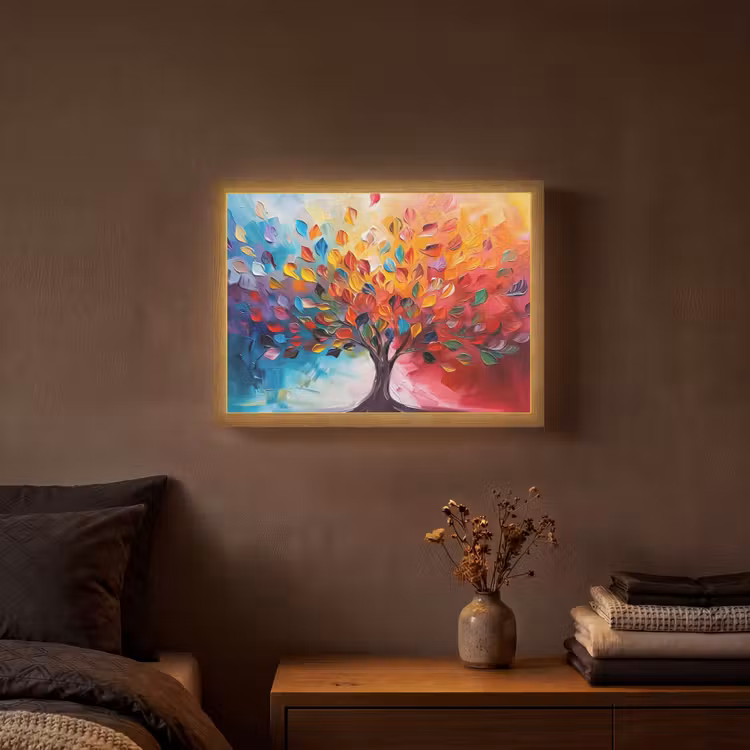 Lightbox - Wandlamp - Boom - Levensboom - Kleurrijk - Abstract — 3