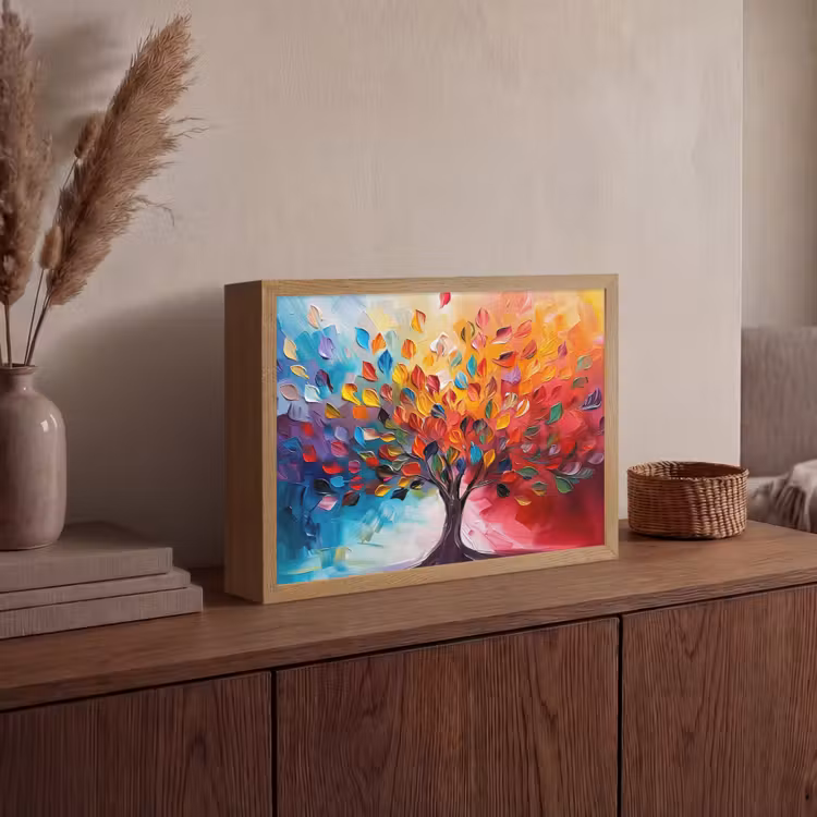 Lightbox - Wandlamp - Boom - Levensboom - Kleurrijk - Abstract — 4