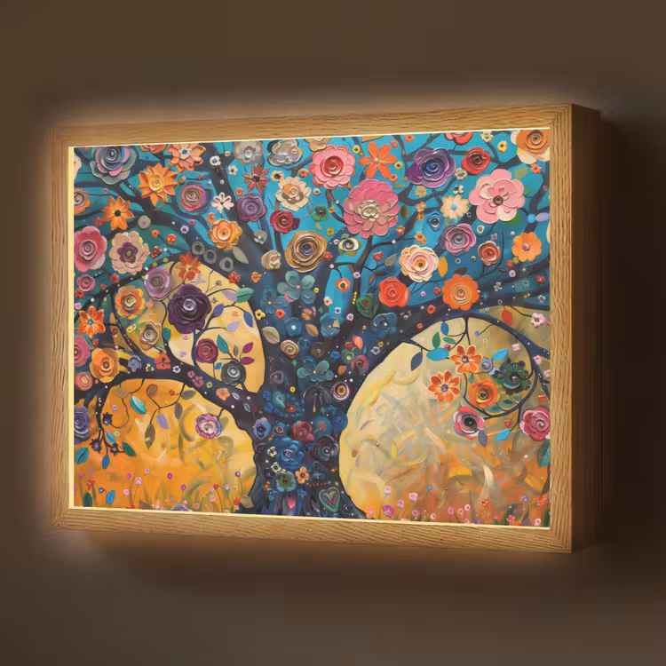 Lightbox - Wandlamp - Boom - Levensboom - Kleurrijk - Bloemen - Modern — 1
