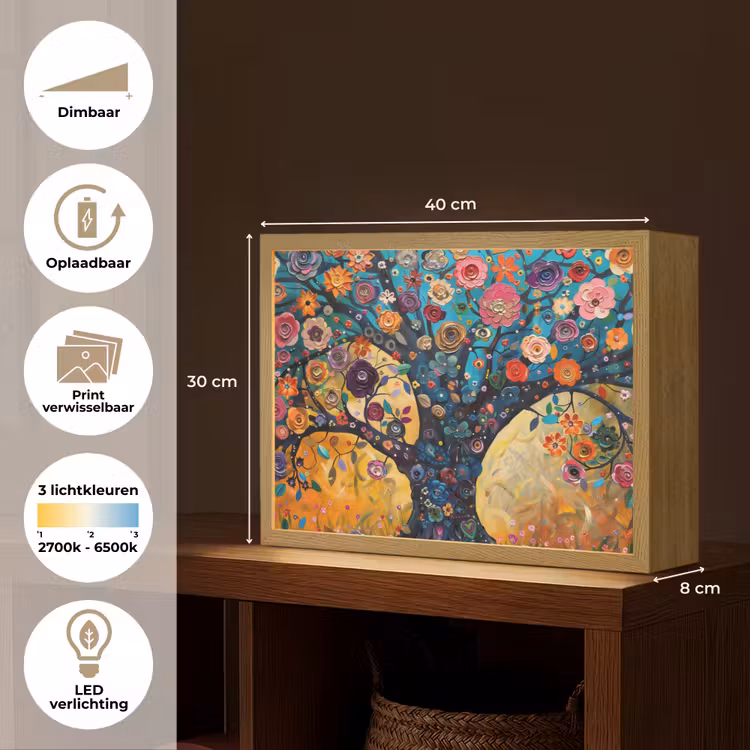 Lightbox - Wandlamp - Boom - Levensboom - Kleurrijk - Bloemen - Modern — 10