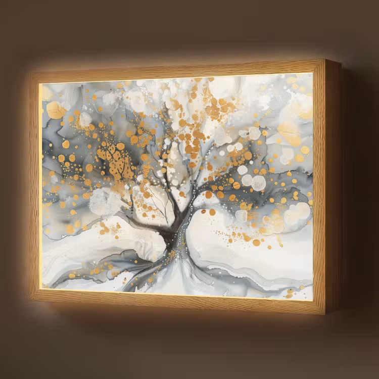 Lightbox - Wandlamp - Boom - Modern - Abstract - Goud - Zwart - Wit — 1