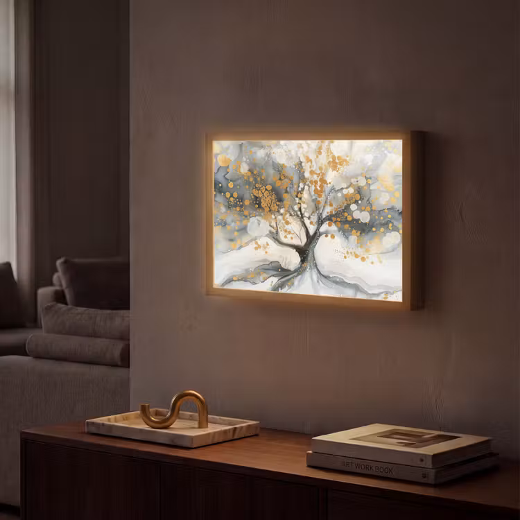 Lightbox - Wandlamp - Boom - Modern - Abstract - Goud - Zwart - Wit — 2
