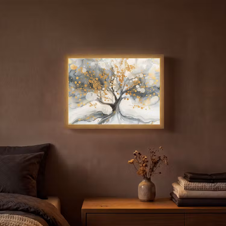 Lightbox - Wandlamp - Boom - Modern - Abstract - Goud - Zwart - Wit — 3