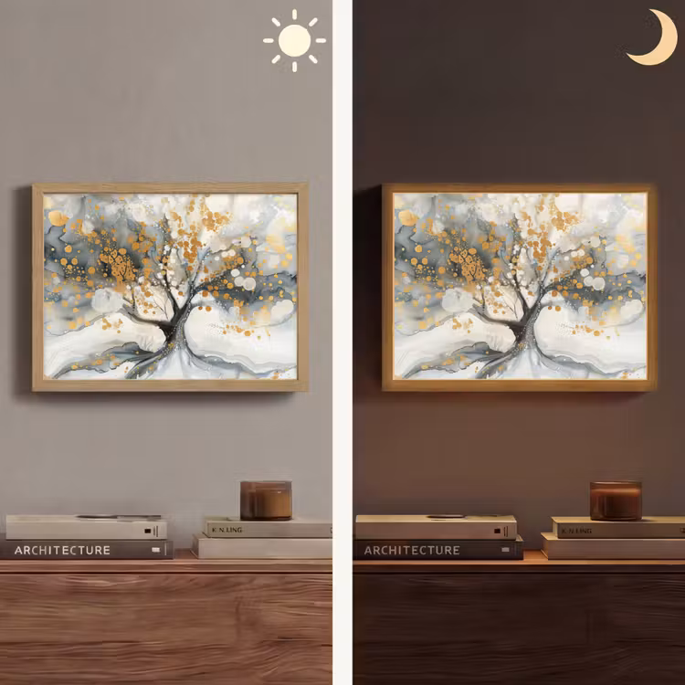 Lightbox - Wandlamp - Boom - Modern - Abstract - Goud - Zwart - Wit — 6