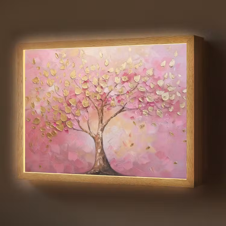 Lightbox - Wandlamp - Boom - Roze - Goud - Modern — 1