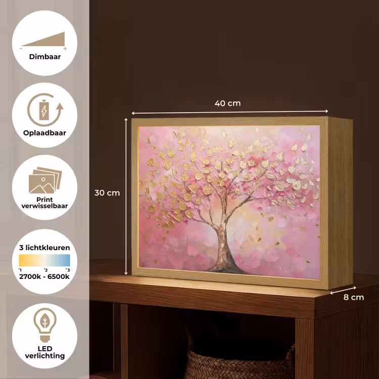 Lightbox - Wandlamp - Boom - Roze - Goud - Modern — 10
