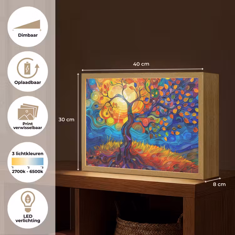 Lightbox - Wandlamp - Boom - Zon - Verflook - Kleuren - Abstract — 10