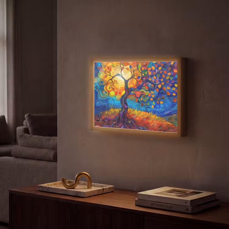 Lightbox - Wandlamp - Boom - Zon - Verflook - Kleuren - Abstract — 2