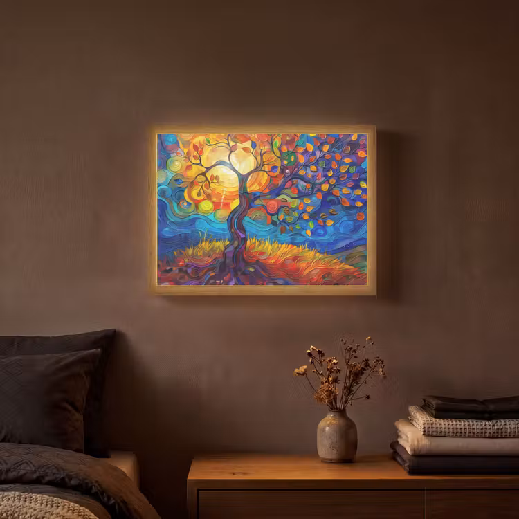 Lightbox - Wandlamp - Boom - Zon - Verflook - Kleuren - Abstract — 3