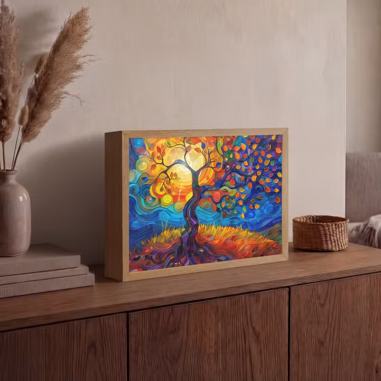 Lightbox - Wandlamp - Boom - Zon - Verflook - Kleuren - Abstract — 4