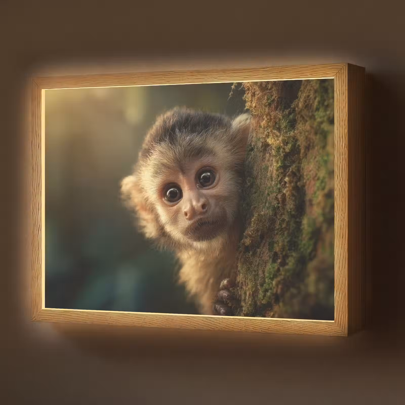 Lightbox - Wandlamp - Aap - Boomstronk - Bruin — 1