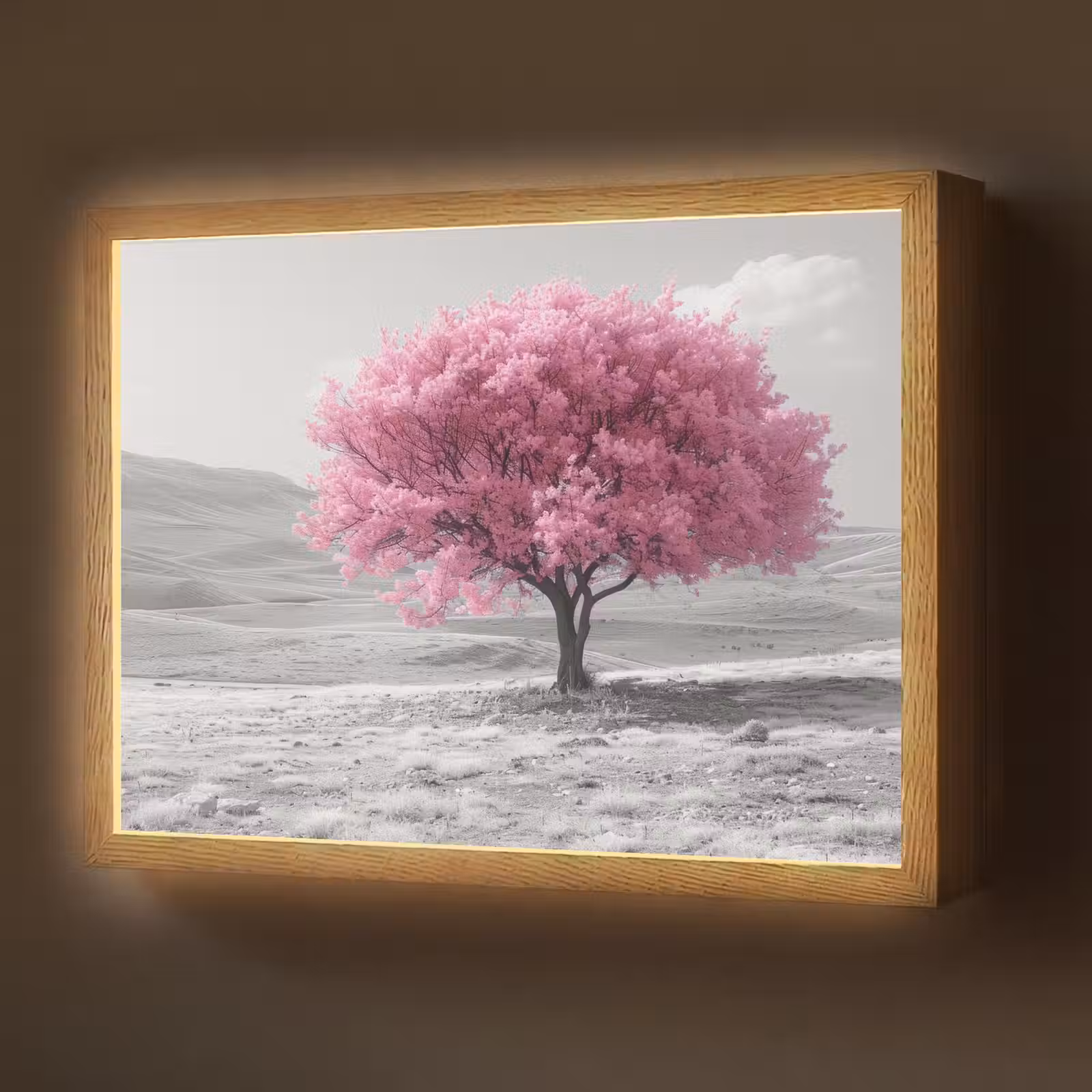 Lightbox - Wandlamp - Boom - Natuur - Roze - Zwart wit — 1
