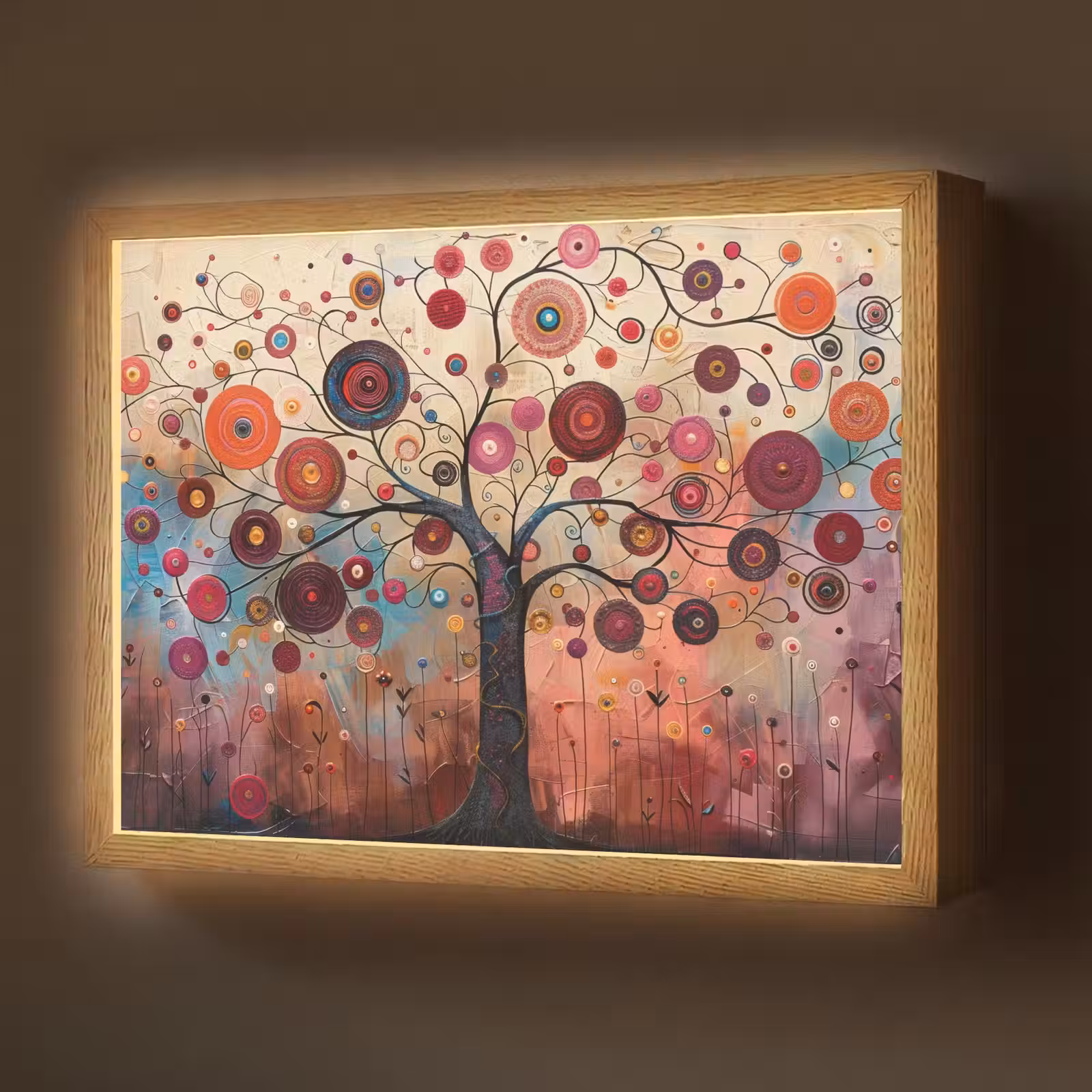 Lightbox - Wandlamp - Boom - Paars - Abstract - Kunst — 1