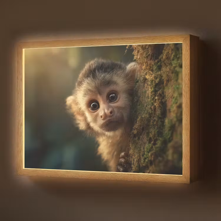 Lightbox - Wandlamp - Aap - Boomstronk - Bruin — 1