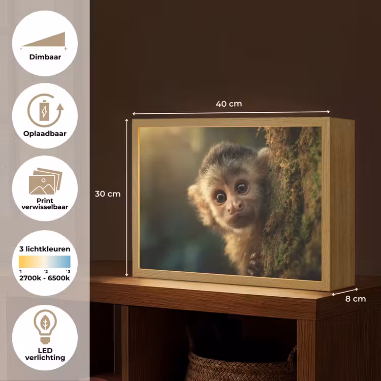 Lightbox - Wandlamp - Aap - Boomstronk - Bruin — 10