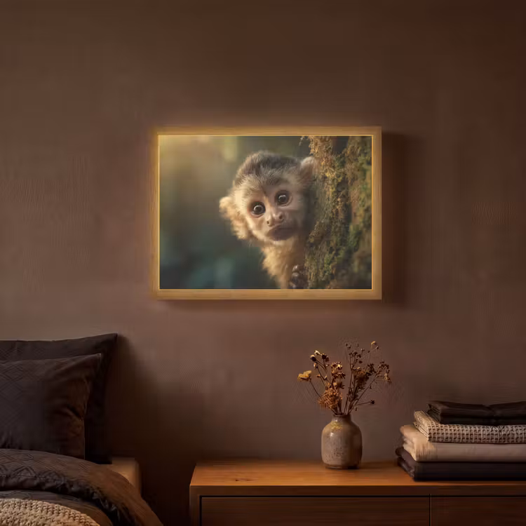 Lightbox - Wandlamp - Aap - Boomstronk - Bruin — 3