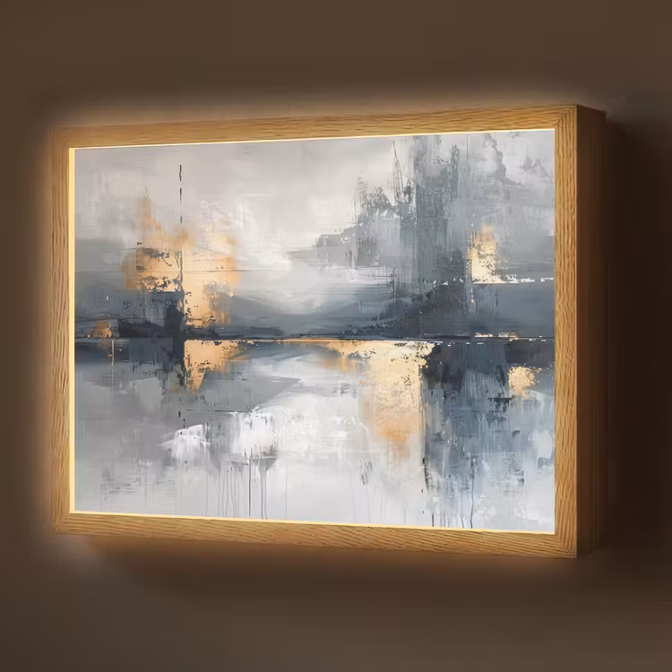 Lightbox - Wandlamp - Abstract - Verf - Kunst - Goud — 1
