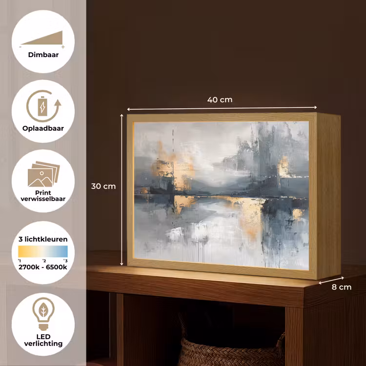 Lightbox - Wandlamp - Abstract - Verf - Kunst - Goud — 10