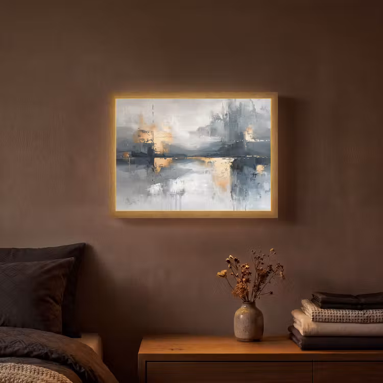 Lightbox - Wandlamp - Abstract - Verf - Kunst - Goud — 3