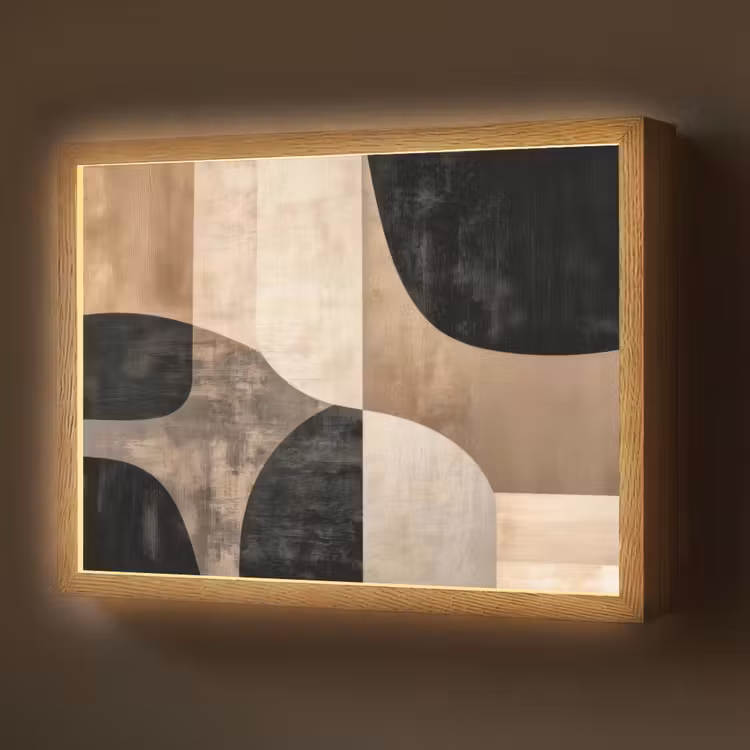 Lightbox - Wandlamp - Abstract - Vlakken - Zwart - Rond — 1