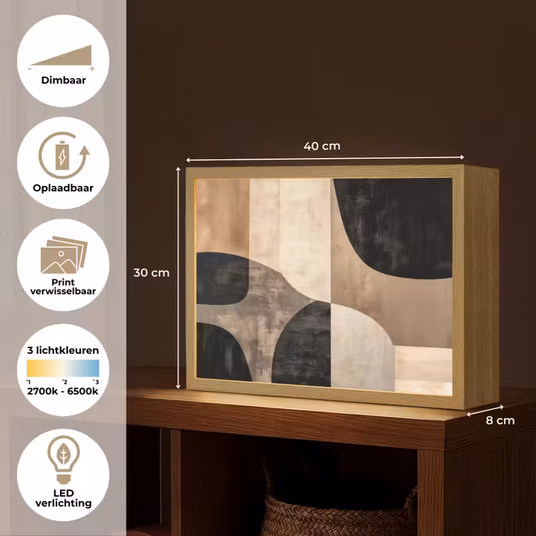 Lightbox - Wandlamp - Abstract - Vlakken - Zwart - Rond — 10