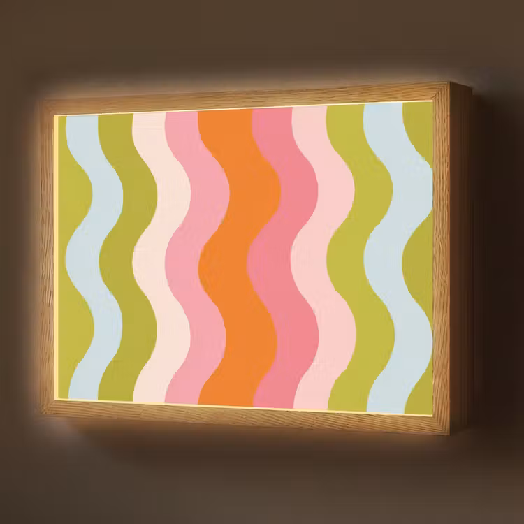 Lightbox - Wandlamp - Banen - Golven - Kleurrijk - Verticaal — 1