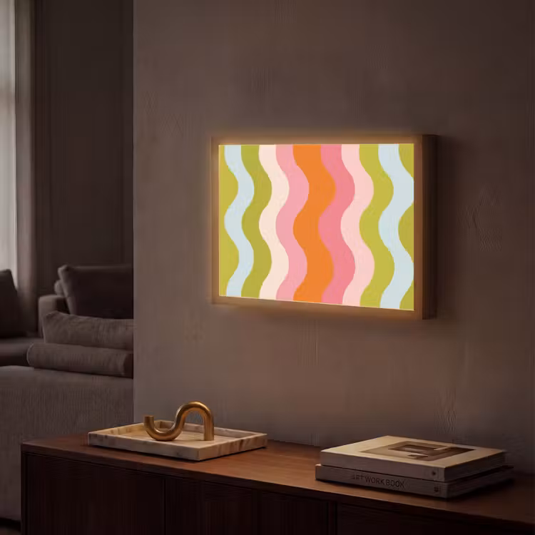 Lightbox - Wandlamp - Banen - Golven - Kleurrijk - Verticaal — 2