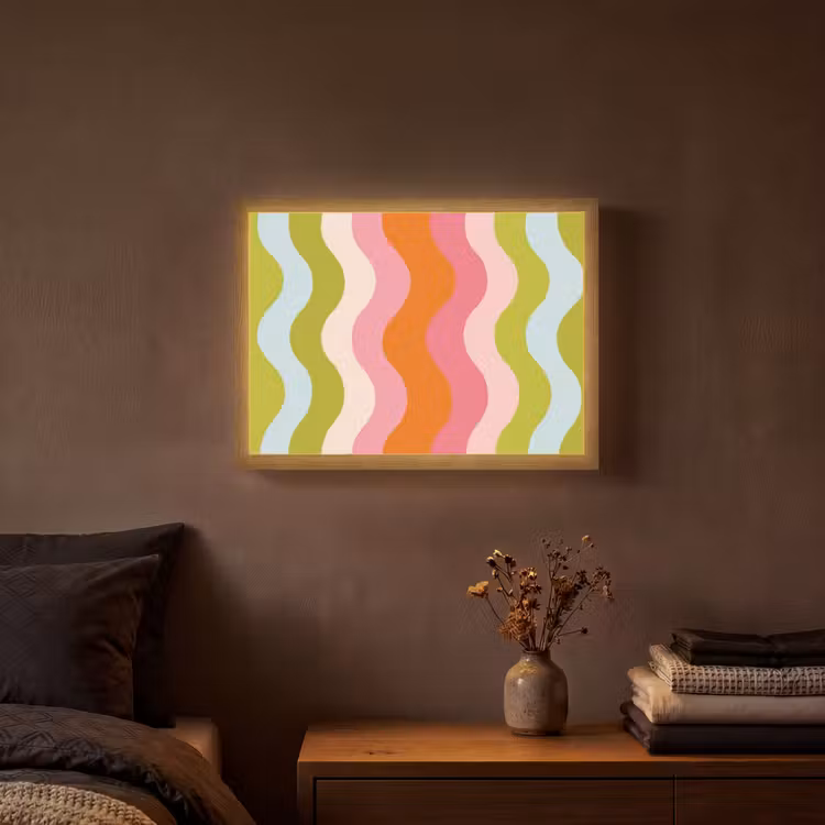 Lightbox - Wandlamp - Banen - Golven - Kleurrijk - Verticaal — 3