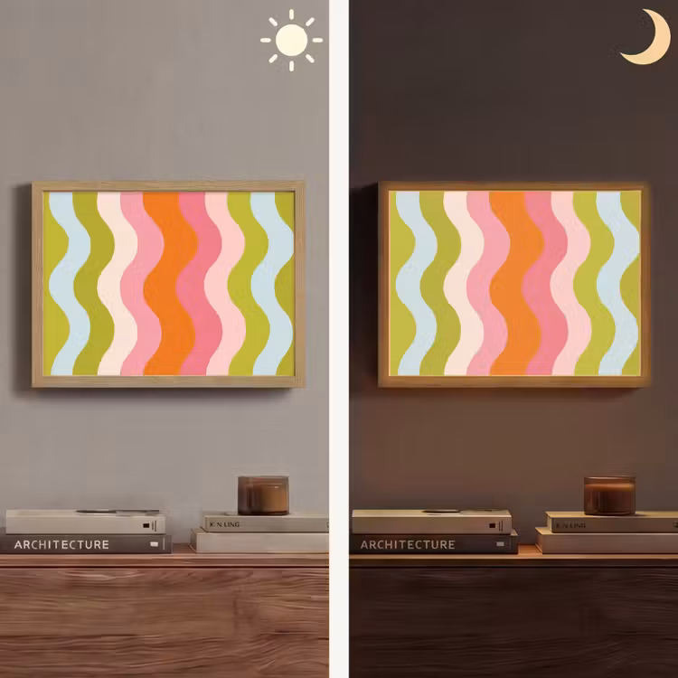 Lightbox - Wandlamp - Banen - Golven - Kleurrijk - Verticaal — 6