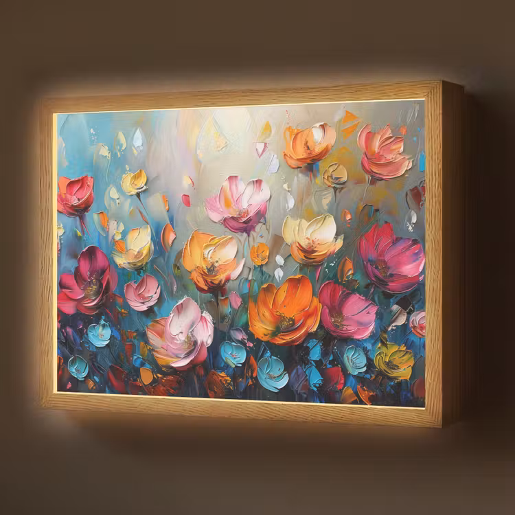 Lightbox - Wandlamp - Bloemen - Kleurrijk - Abstract - Verf - Natuur — 1