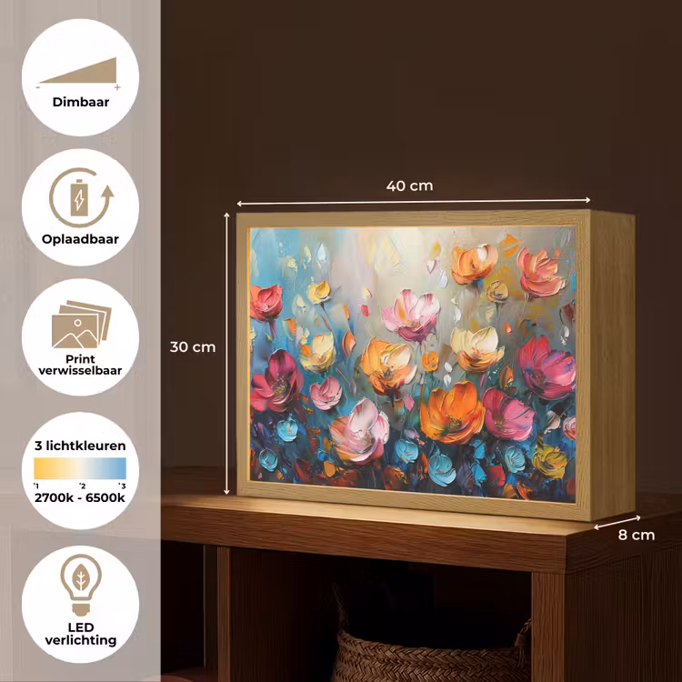 Lightbox - Wandlamp - Bloemen - Kleurrijk - Abstract - Verf - Natuur — 10