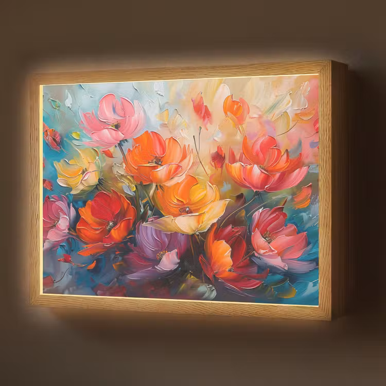 Lightbox - Wandlamp - Bloemen - Kleurrijk - Verf - Abstract - Kunst — 1