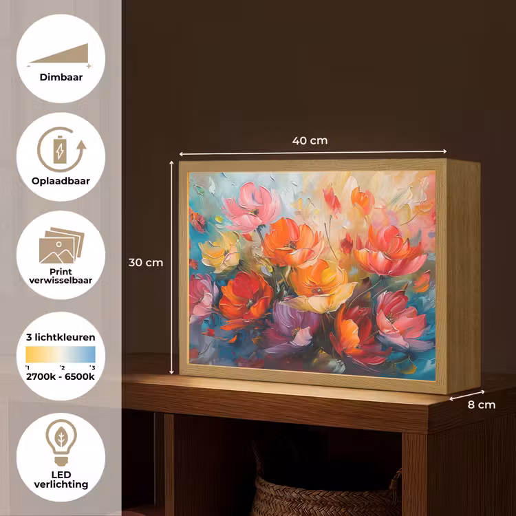 Lightbox - Wandlamp - Bloemen - Kleurrijk - Verf - Abstract - Kunst — 10