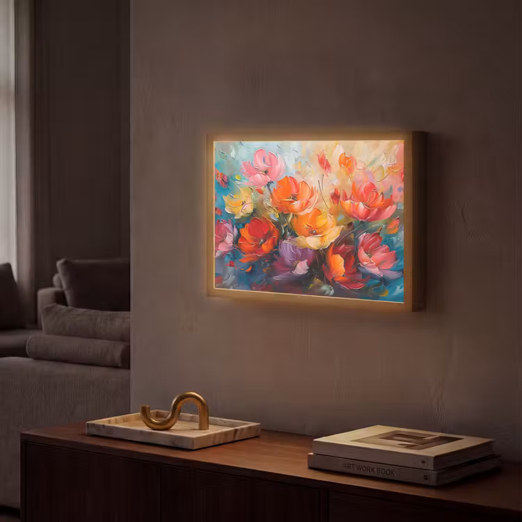 Lightbox - Wandlamp - Bloemen - Kleurrijk - Verf - Abstract - Kunst — 2