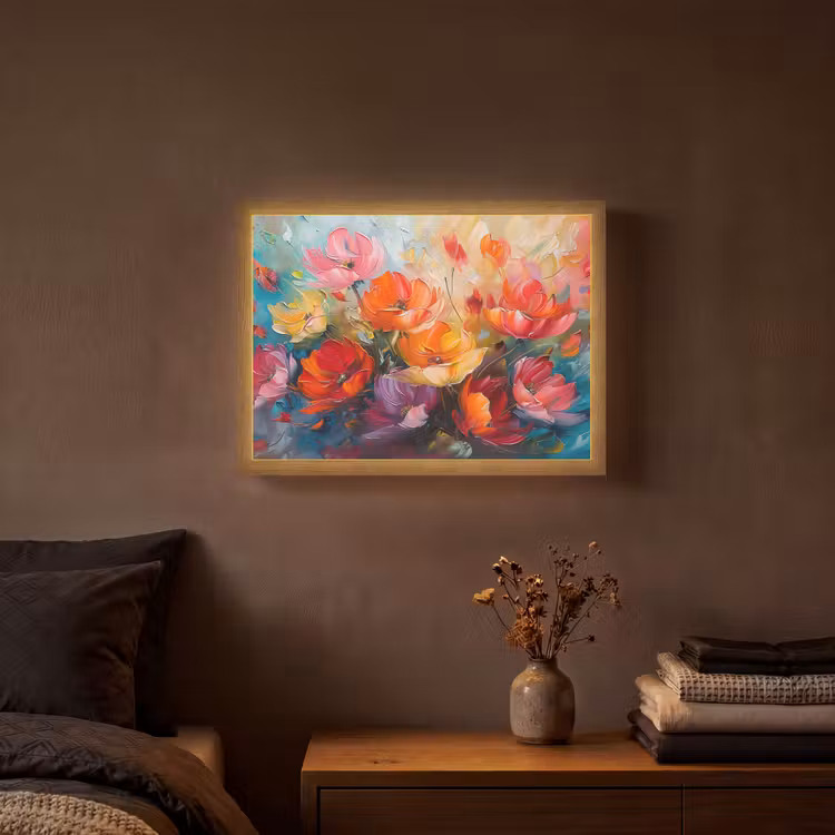 Lightbox - Wandlamp - Bloemen - Kleurrijk - Verf - Abstract - Kunst — 3