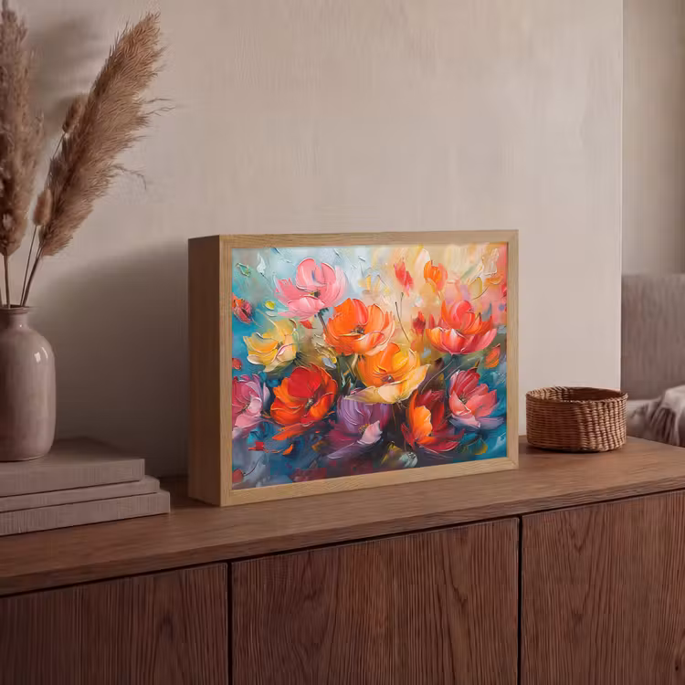 Lightbox - Wandlamp - Bloemen - Kleurrijk - Verf - Abstract - Kunst — 4