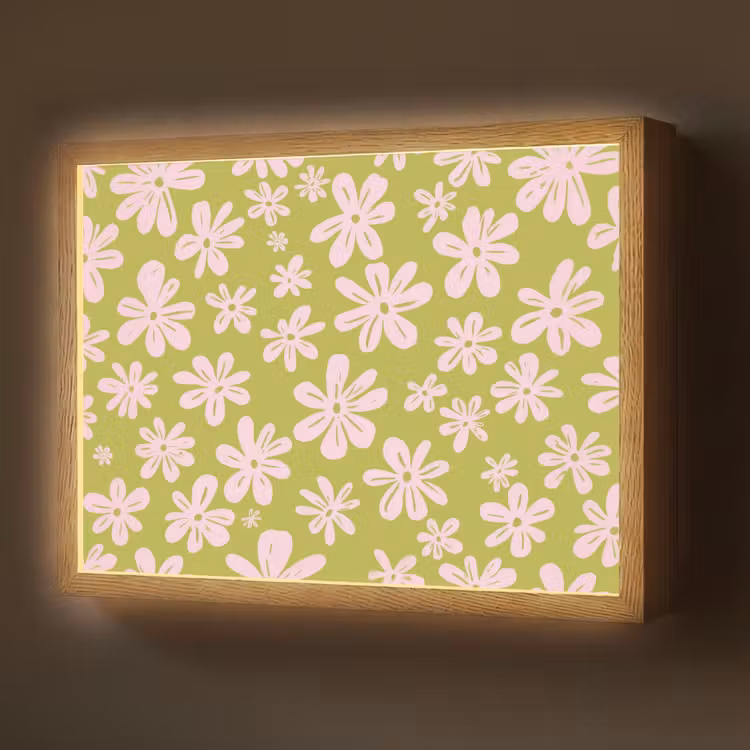 Lightbox - Wandlamp - Bloemen - Roze - Getekend - Patroon — 1