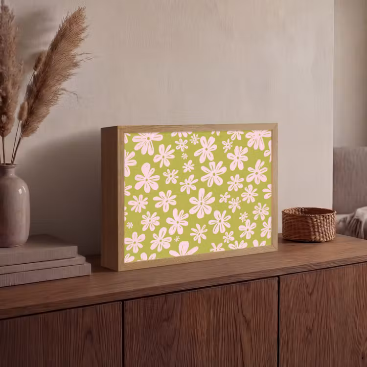Lightbox - Wandlamp - Bloemen - Roze - Getekend - Patroon — 4