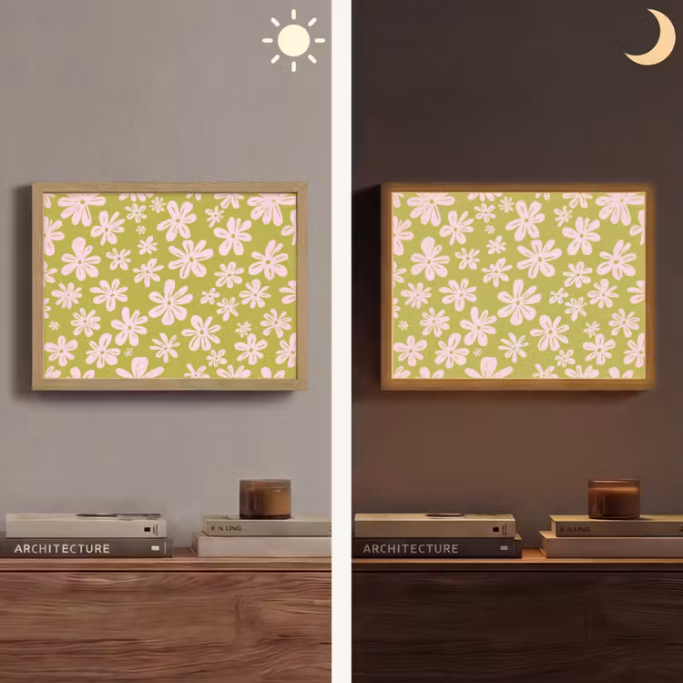 Lightbox - Wandlamp - Bloemen - Roze - Getekend - Patroon — 6