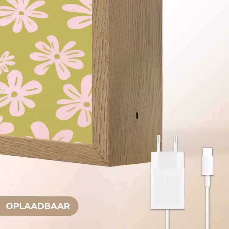 Lightbox - Wandlamp - Bloemen - Roze - Getekend - Patroon — 7