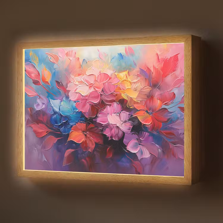 Lightbox - Wandlamp - Bloemen - Verf - Abstract - Kleurrijk — 1