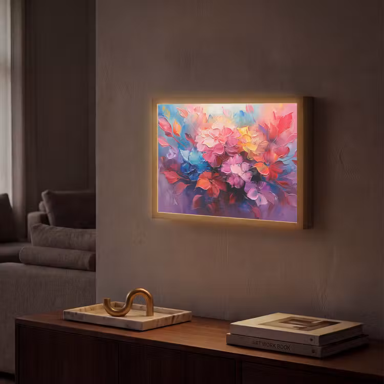 Lightbox - Wandlamp - Bloemen - Verf - Abstract - Kleurrijk — 2