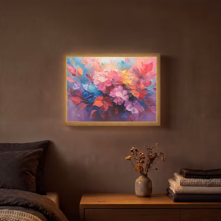 Lightbox - Wandlamp - Bloemen - Verf - Abstract - Kleurrijk — 3