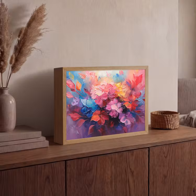 Lightbox - Wandlamp - Bloemen - Verf - Abstract - Kleurrijk — 4