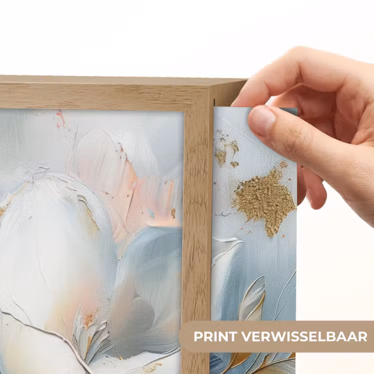 Lightbox - Wandlamp - Bloemen - Wit - Goud - Kunst - Abstract — 5