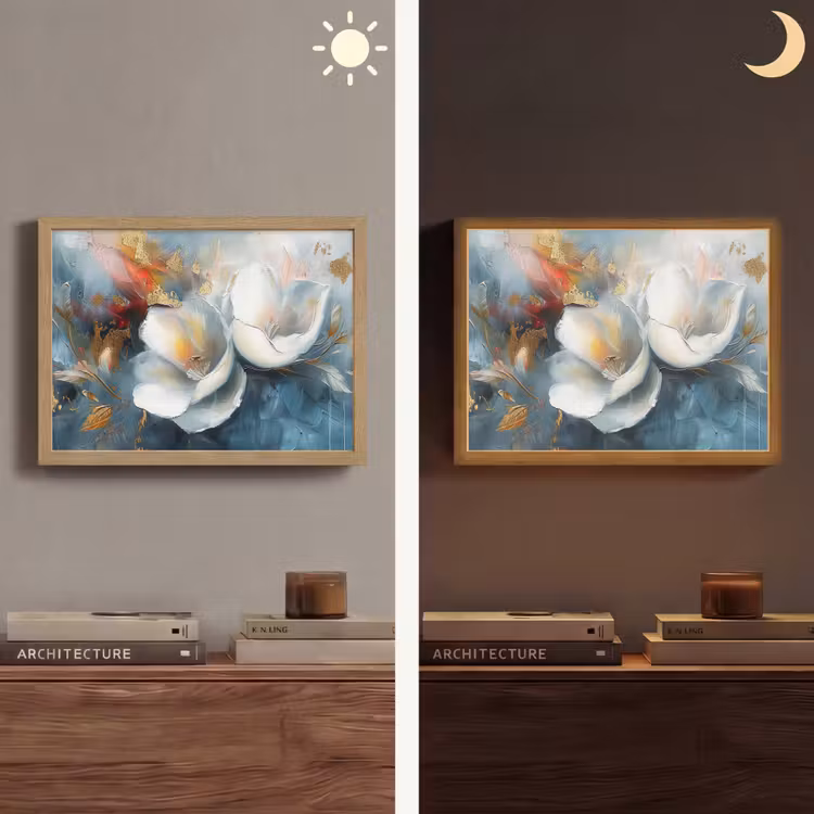 Lightbox - Wandlamp - Bloemen - Wit - Goud - Kunst - Abstract — 6