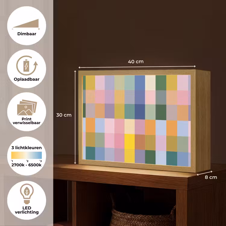 Lightbox - Wandlamp - Blokken - Vierkant - Patroon - Gekleurd — 10